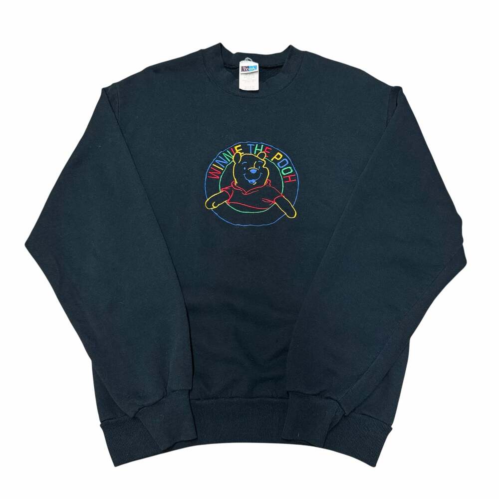 Vintage Winnie The Pooh Embroidered Sweatshirt Black Size Medium